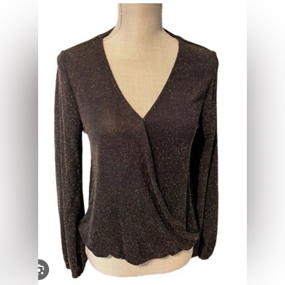 If By Sea Women’s Long Sleeve Black Glitter Going Out Top